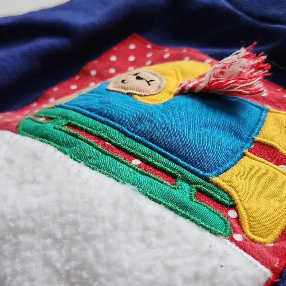 Vintage 90s Paddington Bear Girls Sweatshirt Dress Winter Sledding Blue Size 3T - Picture 6 of 9